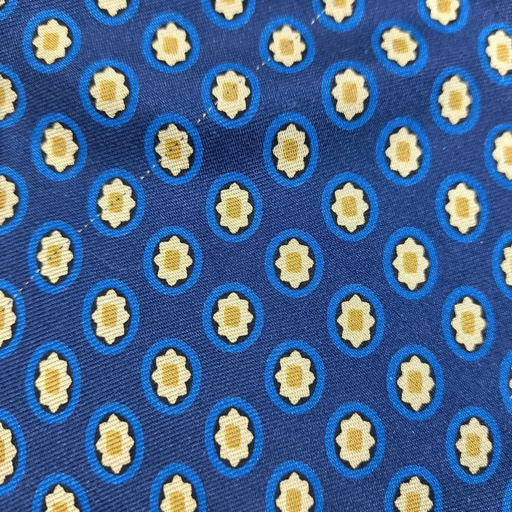 Vintage Valentino Tie Mens 57x3.75 Blue Floral Polka Dot Silk Giovanni Italy